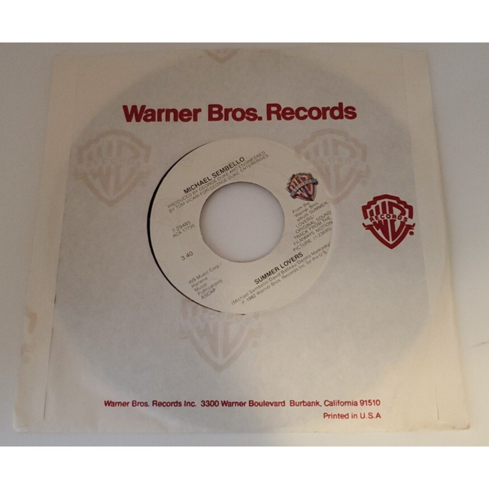 Michael Sembello - Summer Lovers & Automatic Man - Warner Bros (Record)