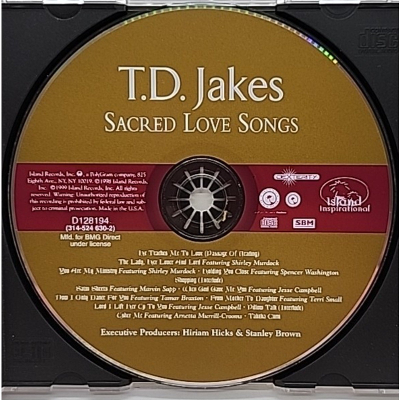Sacred Love Songs Music Audio CD Bishop T.D. Jakes 1999 - Island