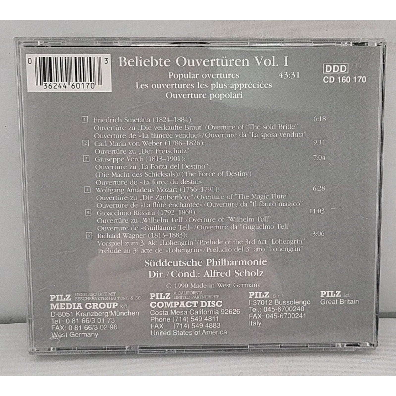 Pilz Vienna Master Series Beliebte Ouvertüren Vol I Classical CD 160 170
