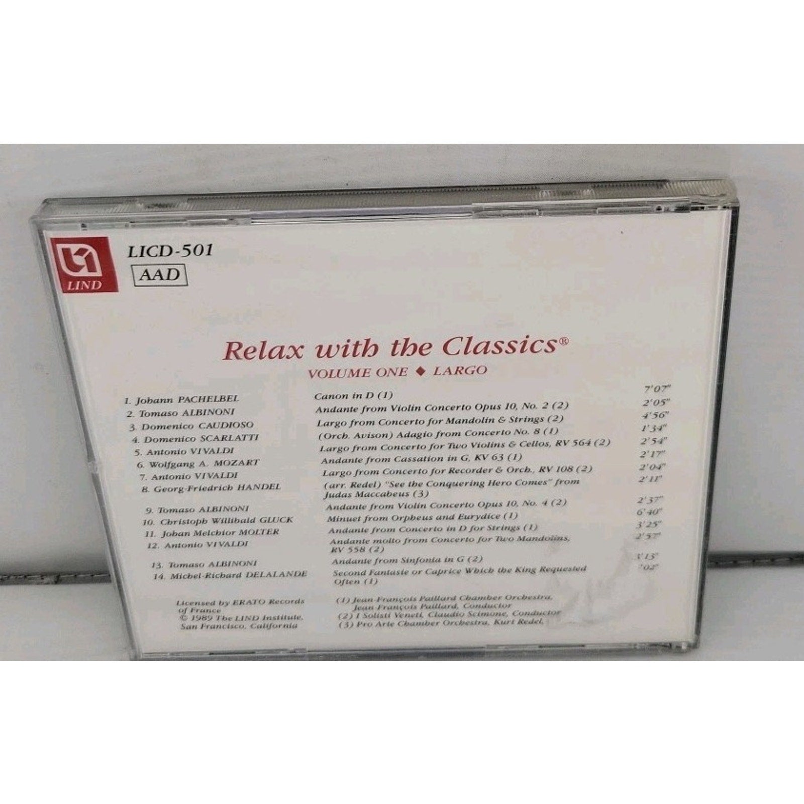 Vintage Relax with the Classics CD Vol 1 Baroque Canon in D LIND Institute 1989