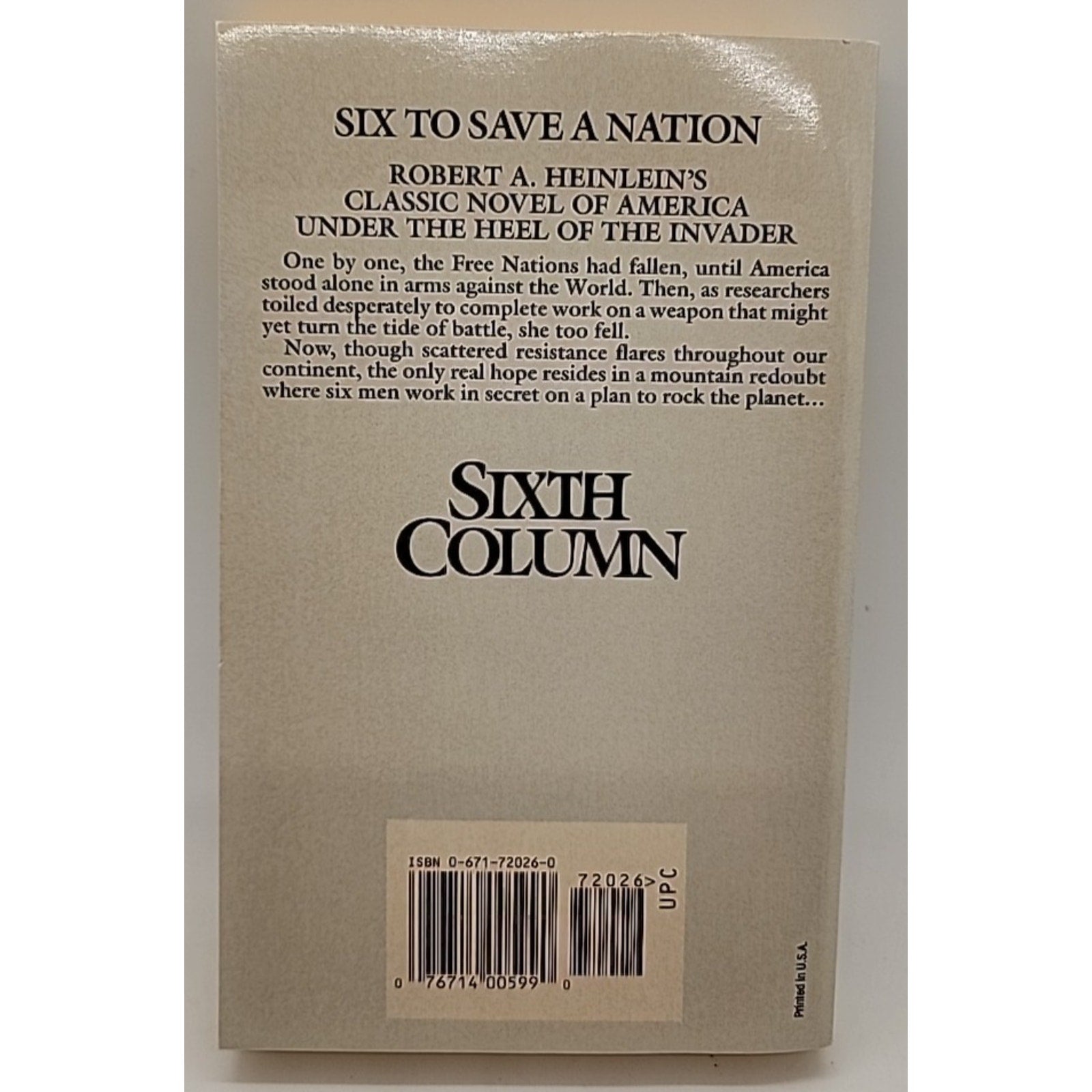 Sixth Column by Robert A. Heinlein (1990, Mass Market)