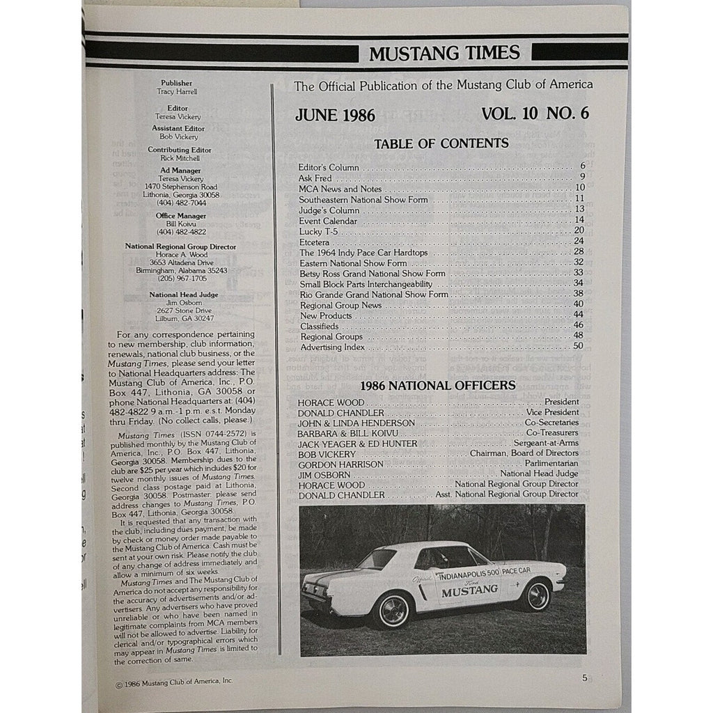 Mustang Times 1986 June Magazine