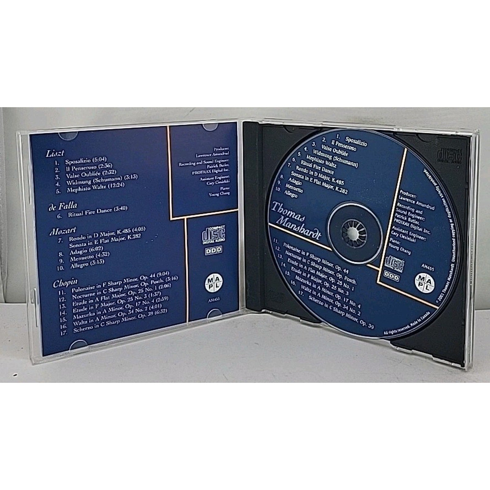 Thomas Manshardt CD - Liszt Chopin Mozart De Falla