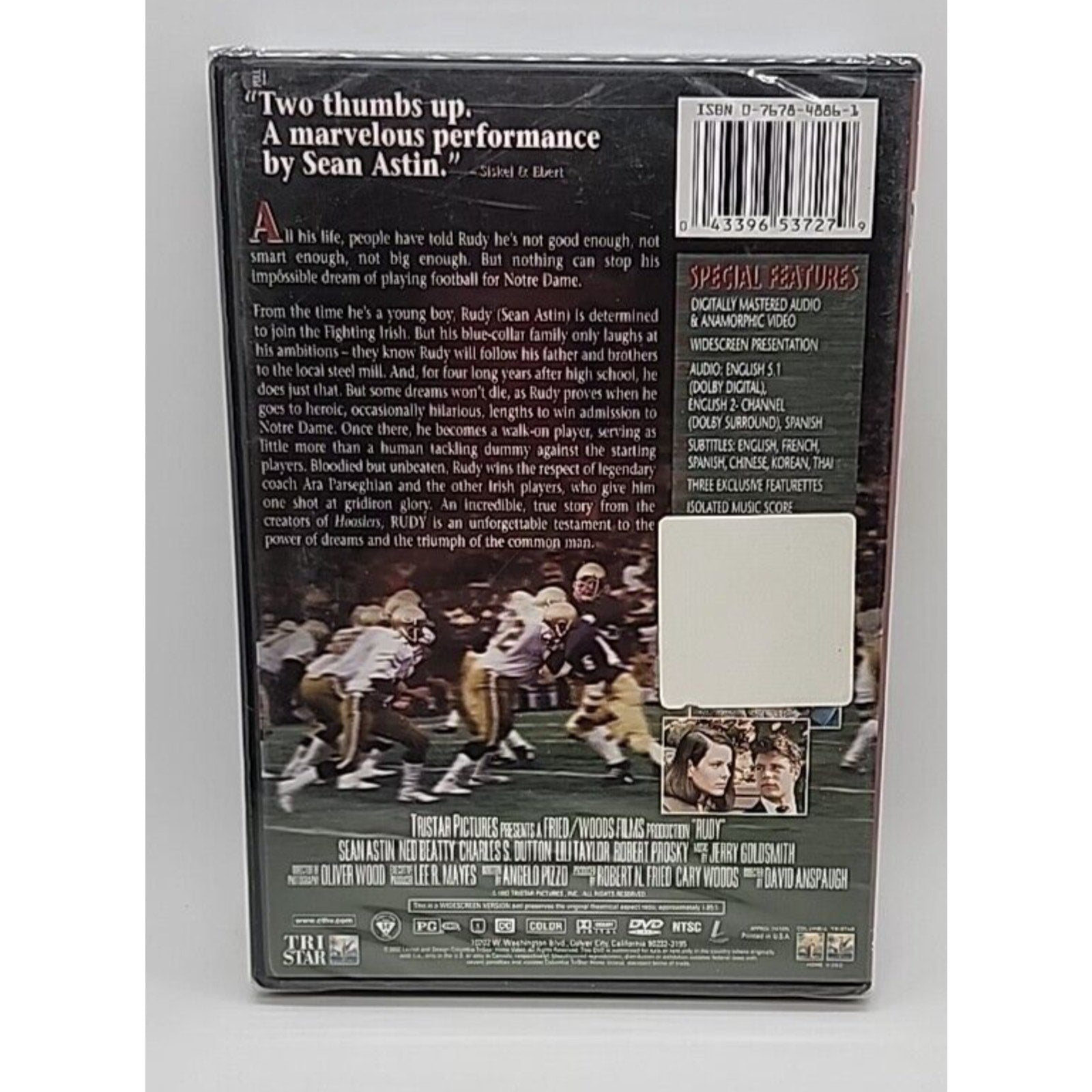 Rudy (DVD, 1993) *Sealed*