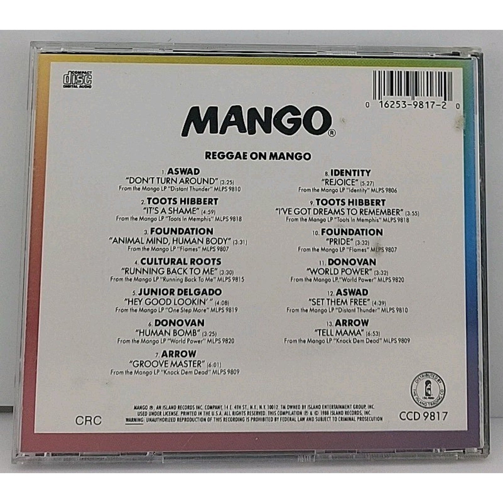 Reggae on Mango by Various Artists (CD, Apr-1989, Mango)