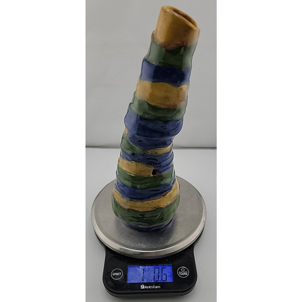 Blue Green Yellow Ceramic Wavy Vase
