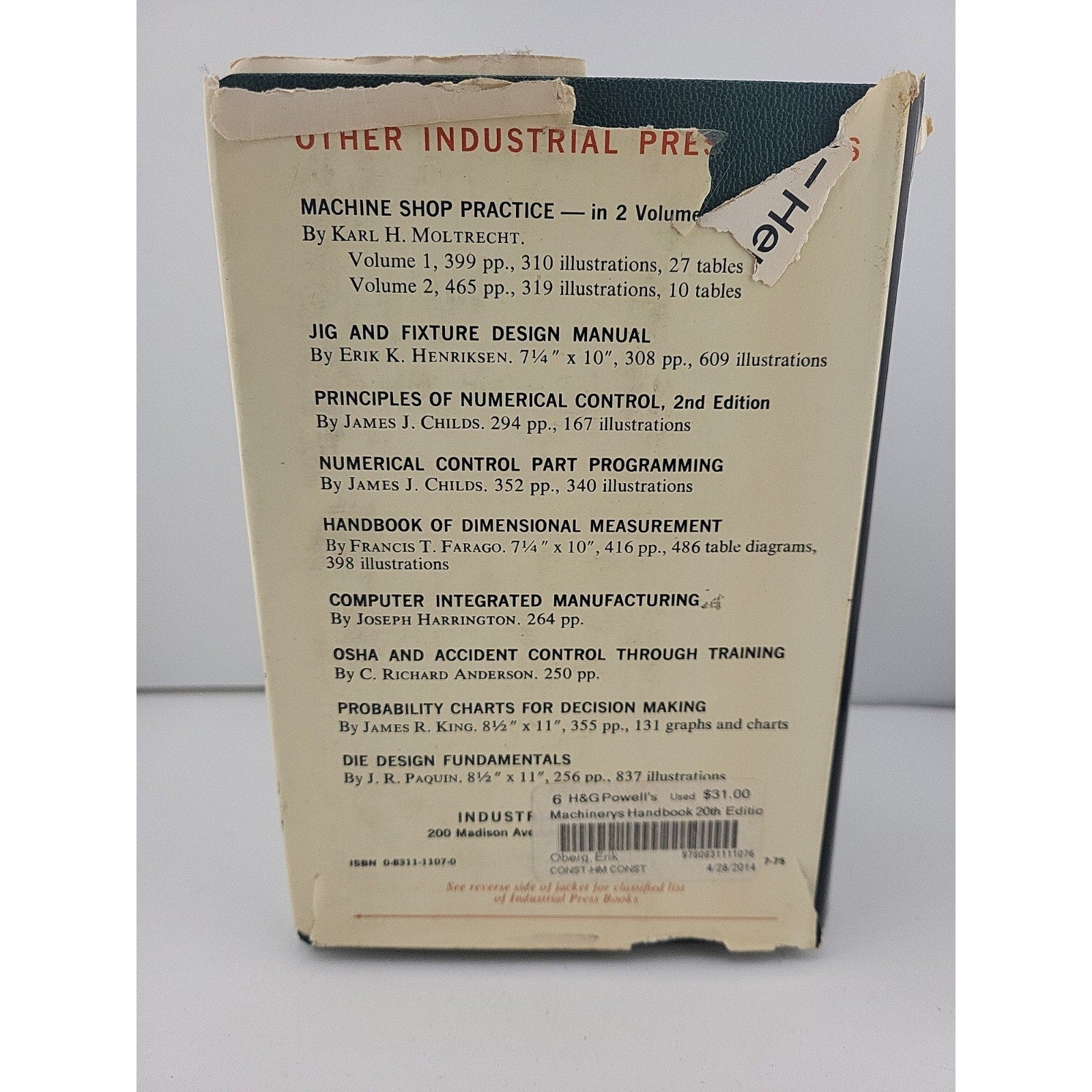 Machinery's Handbook 20th Edition