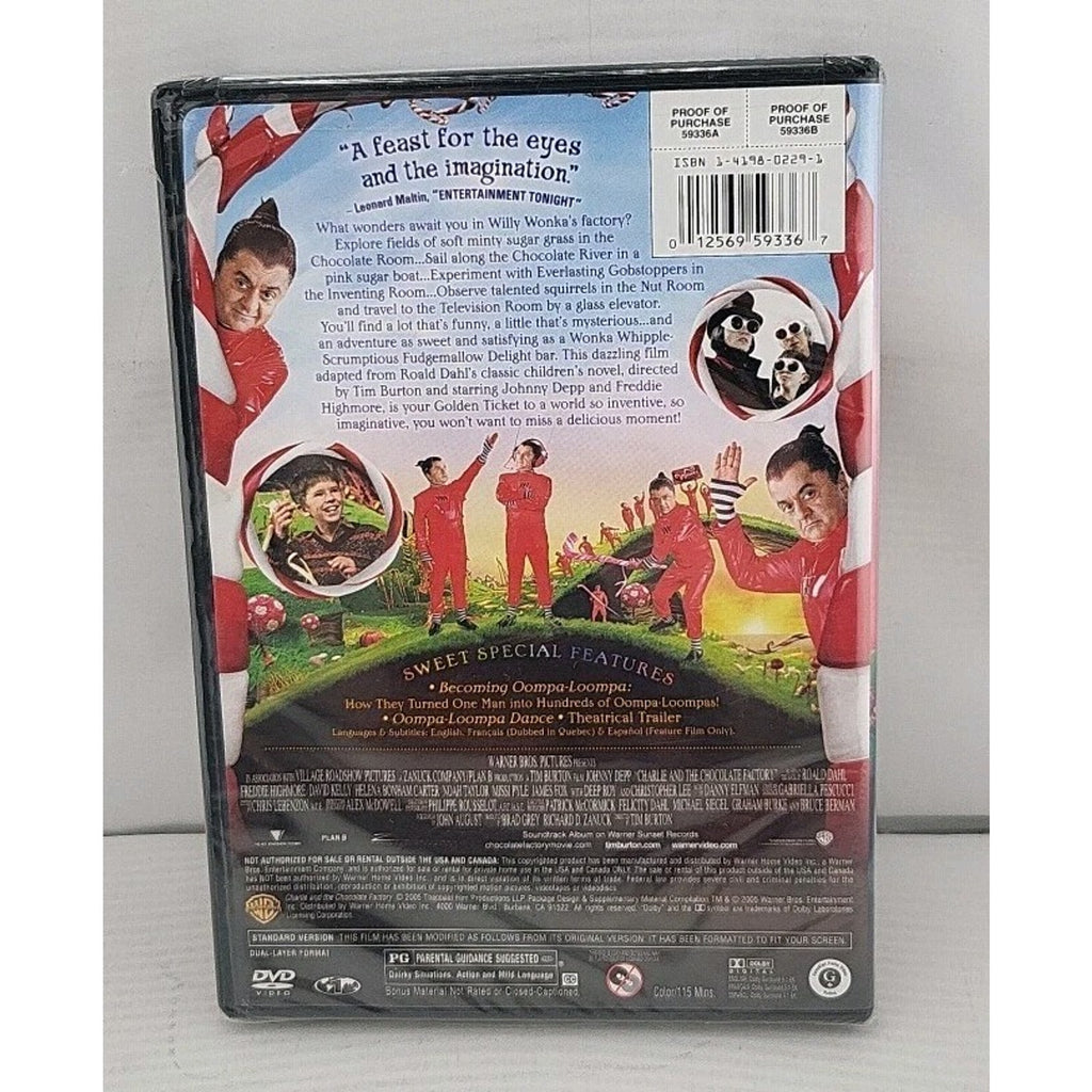 Charlie and the Chocolate Factory (DVD, 2005, Full Frame) *Brand New*