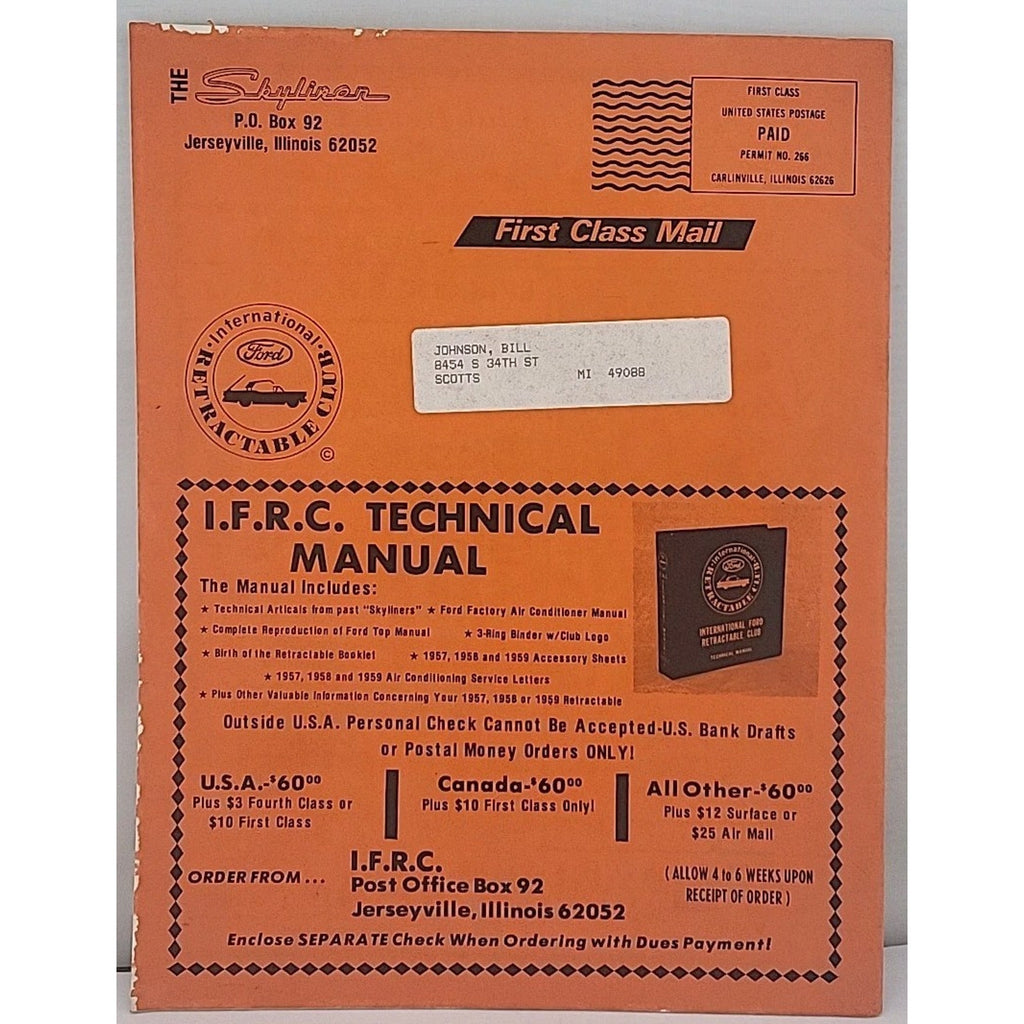 The Skyliner - International Retractable Club - September 1987 Number 88