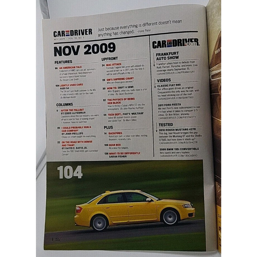 Car And Driver Magazine - November 2009 - Vol. 55 No. 5