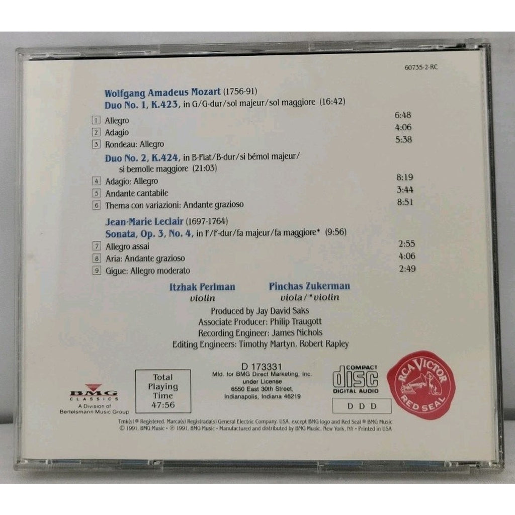 Mozart: Duos for Violin & Viola ~ Leclair: Sonata for 2 Violins Music CD