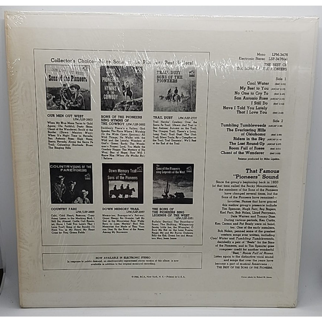 The Best Of The Sons Of The Pioneers (1966) RCA LSP-3476e Stereo (Record)