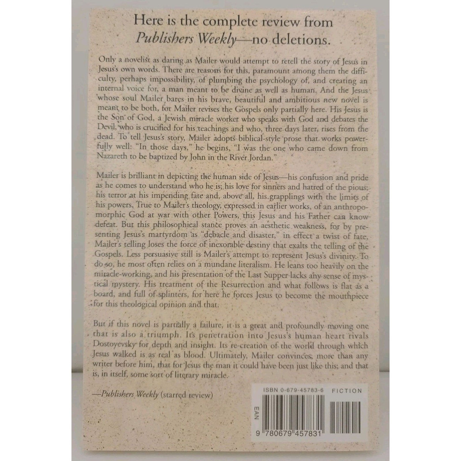 Gospel According to the Son by Norman Mailer (1997, Paperback)