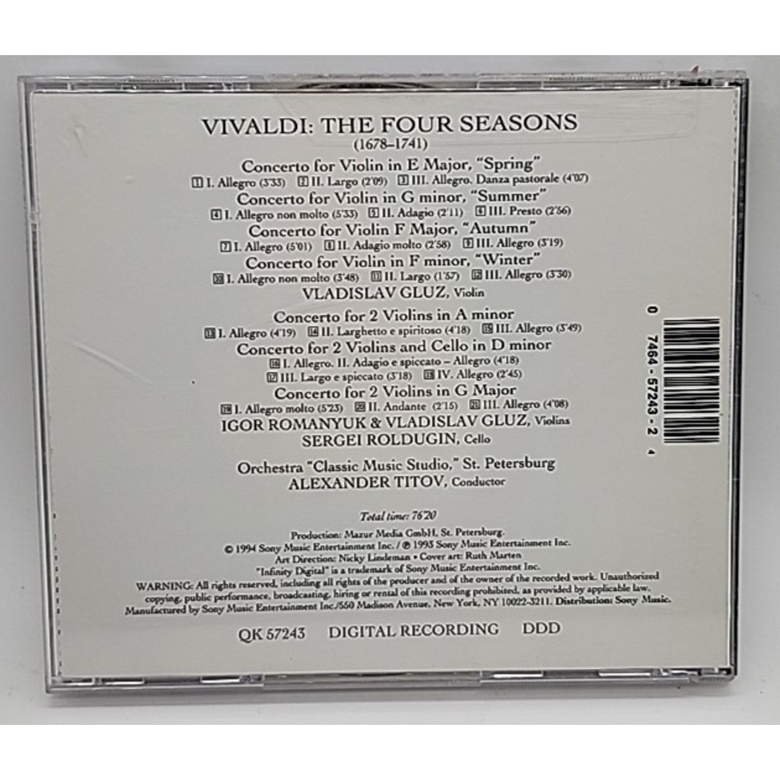 4 Seasons by Vivaldi (CD, 1994)