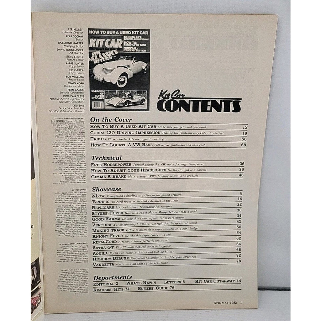 April/May 1982 Petersen’s Kit Car Magazine. How To Buy A Used Kit Car