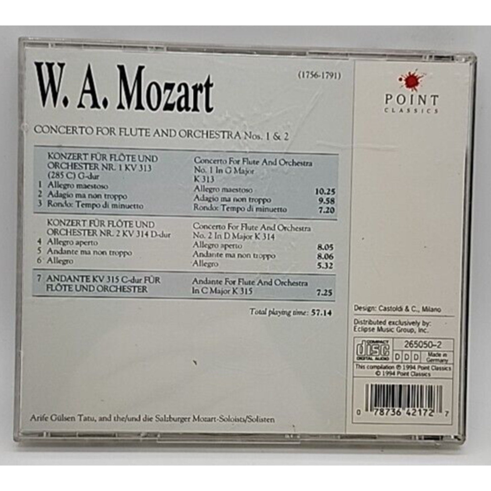 Mozart : Flute Concertos 1 & 2 CD (1997)