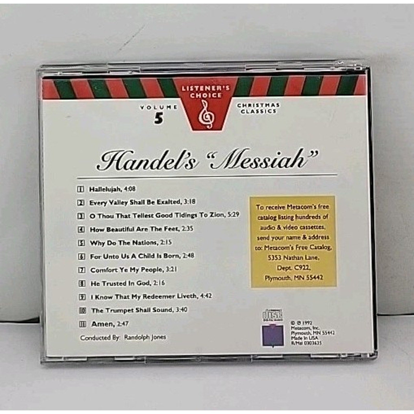 Listener's Choice Christmas Classics Volume 5 Handel's "Messiah" CD 1992