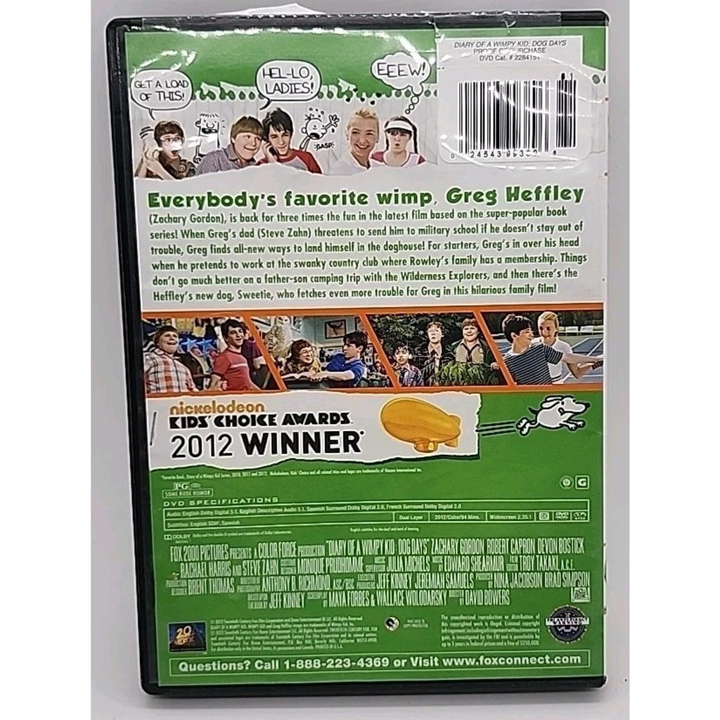 Diary of a Wimpy Kid: Dog Days (DVD, 2012)