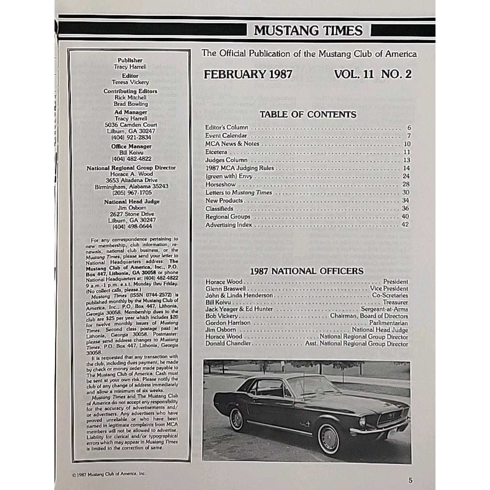 Mustang Times Magazine February 1987 Vol. 11 No. 2