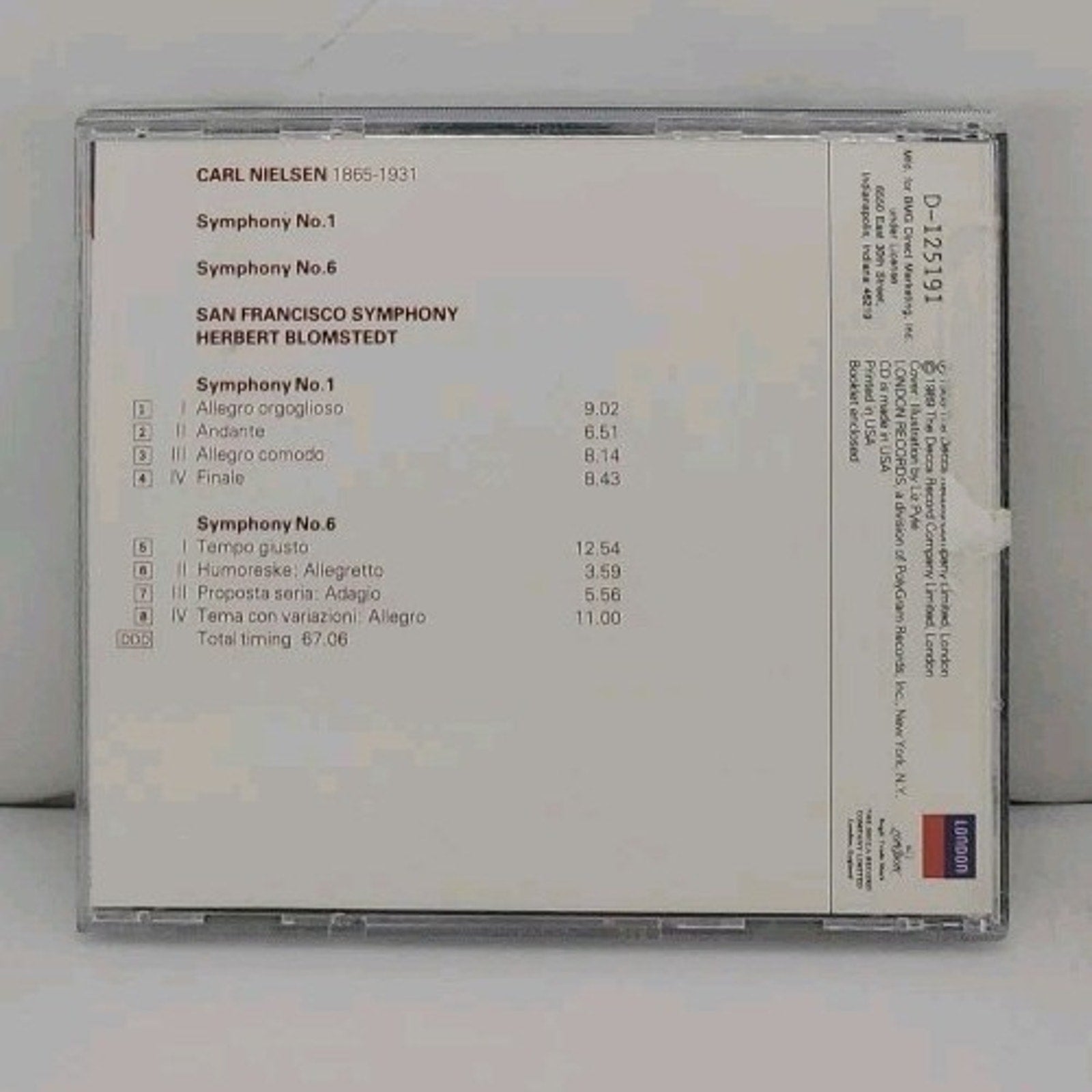 Nielsen Symphonies 1 & 6 - San Francisco Symphony - Herbert Blomstedt CD