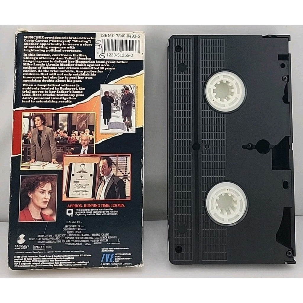 Music Box VHS 1989 Carolco Video Jessica Lange Classic Movie Film
