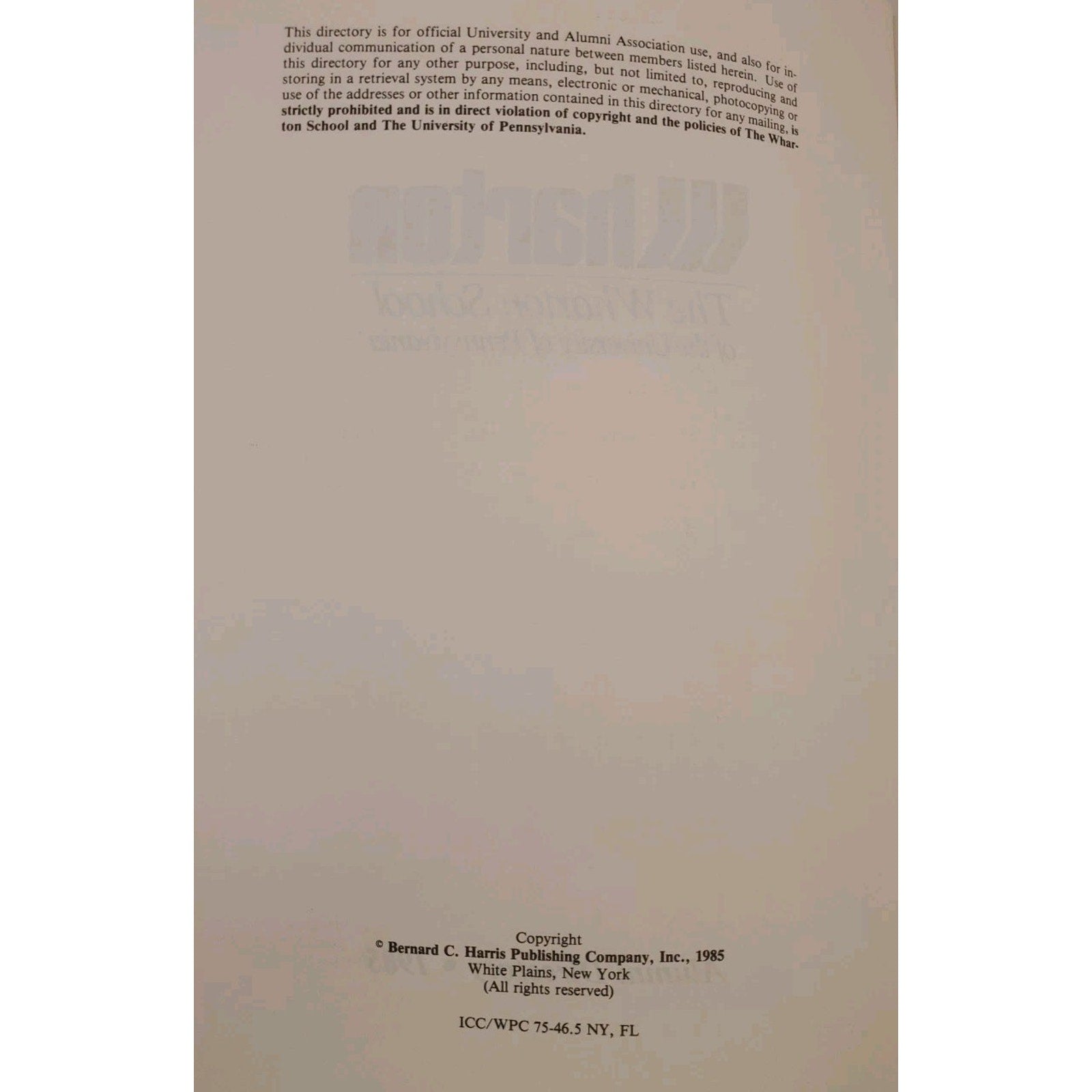 The Wharton School Of The University Of Pennsylvania Alumni Directory 1985
