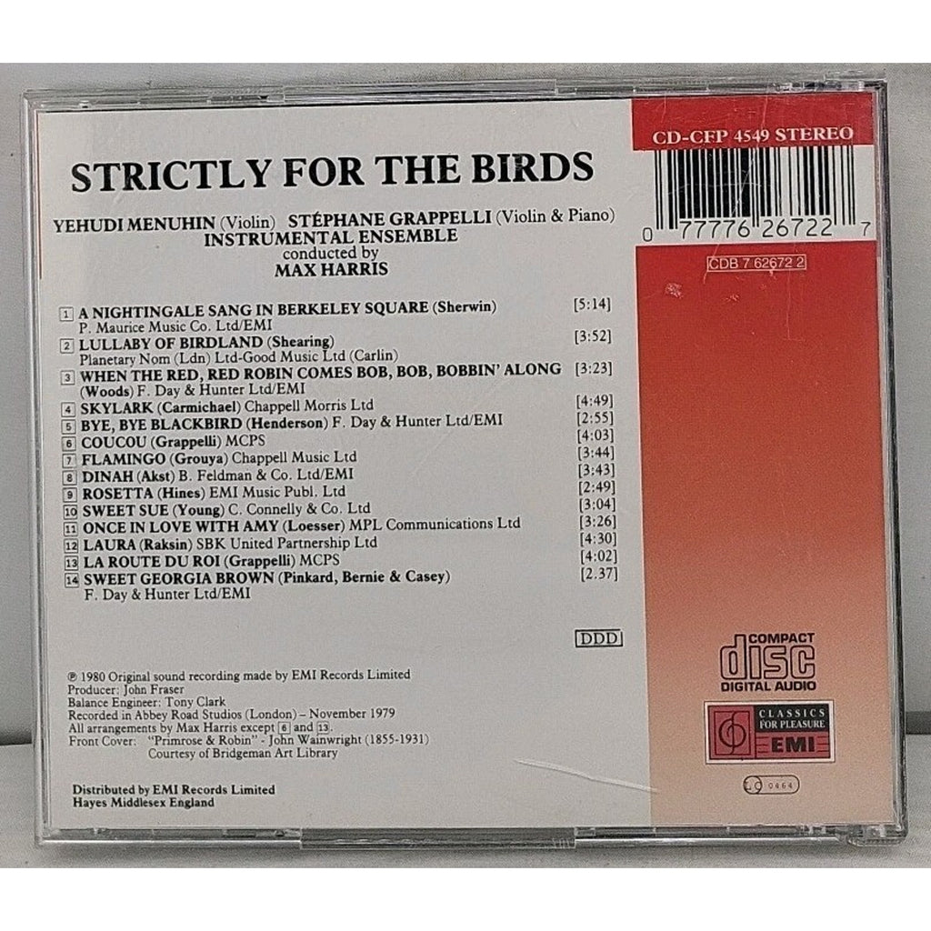Strictly for the Birds by Stéphane Grappelli (CD, 1989)