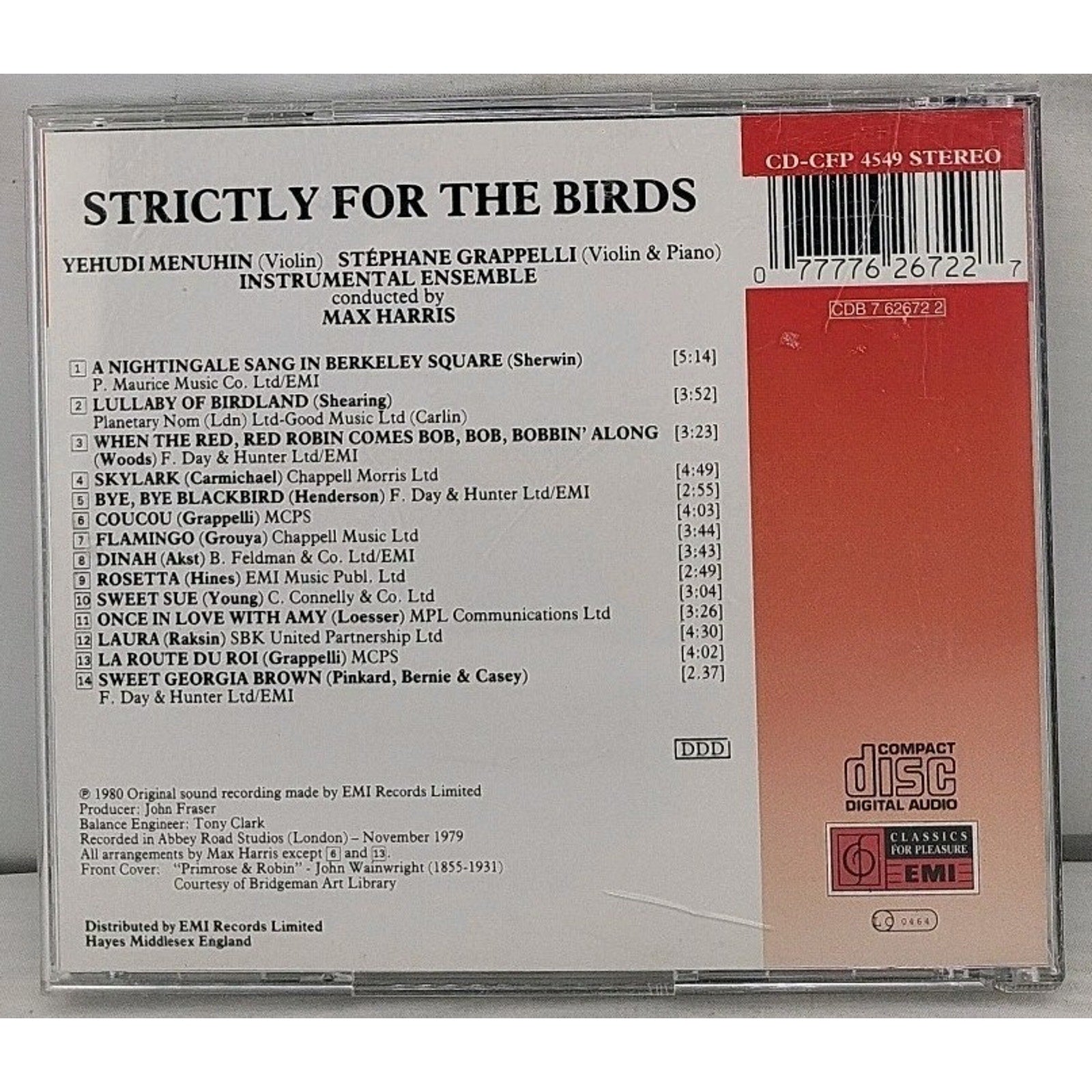 Strictly for the Birds by Stéphane Grappelli (CD, 1989)