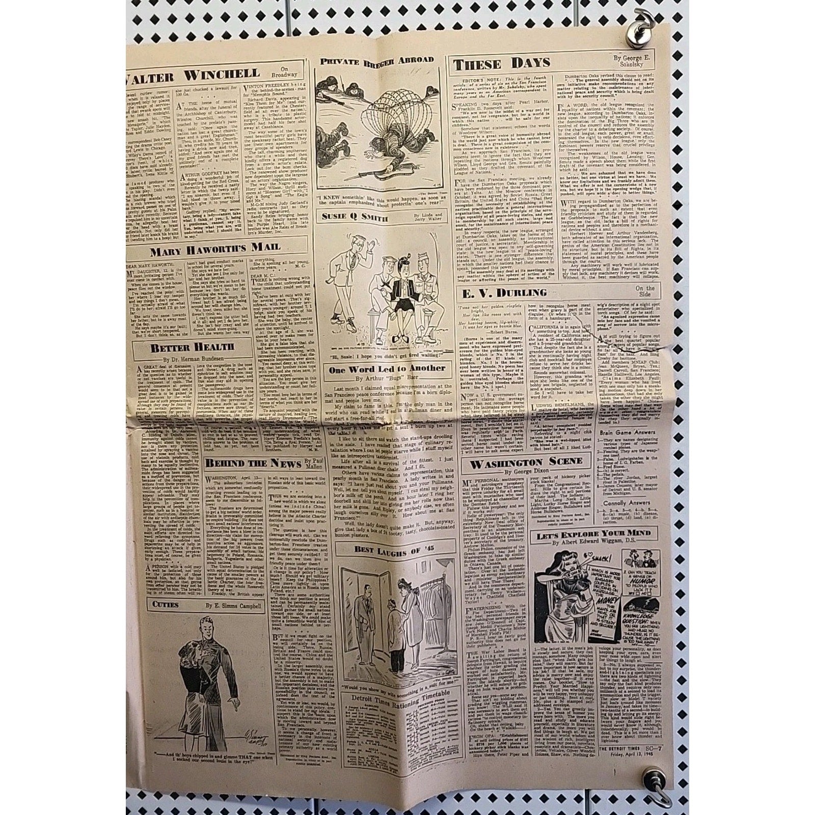 Detroit Times Newspaper: Truman Now President - April 13 1945 - 45th Year No.195