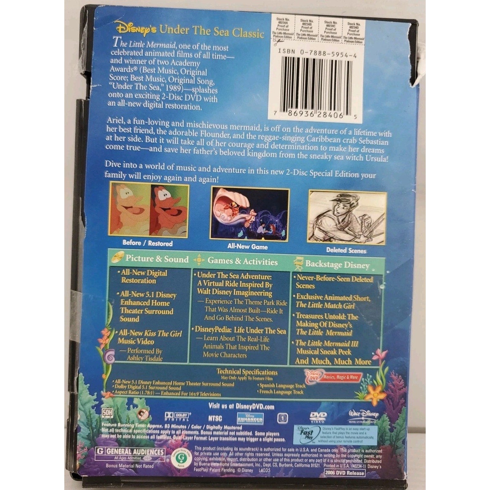 Little Mermaid (DVD, 1989)