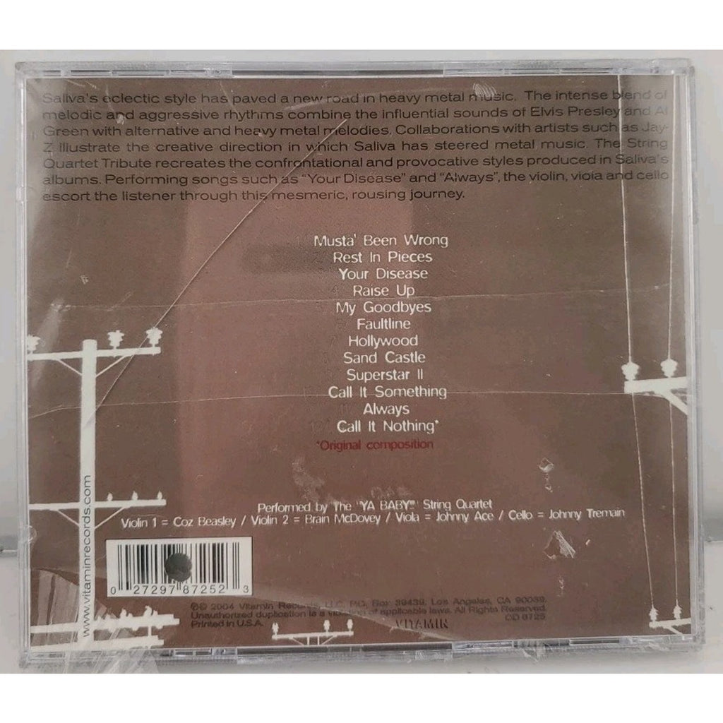 Tribute to Saliva by Ya Baby! String Quartet (CD, 2004) *Brand New*