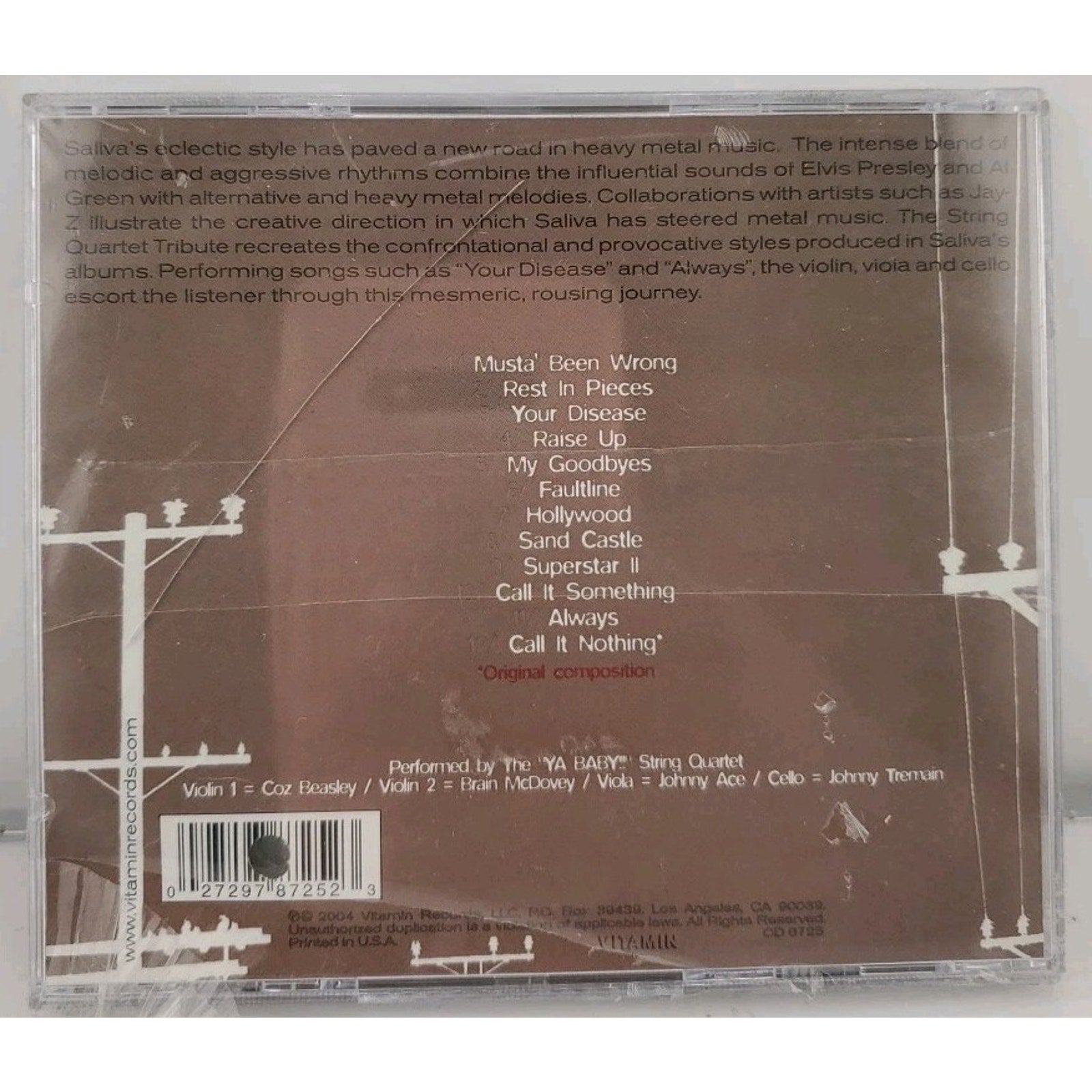 Tribute to Saliva by Ya Baby! String Quartet (CD, 2004) *Brand New*