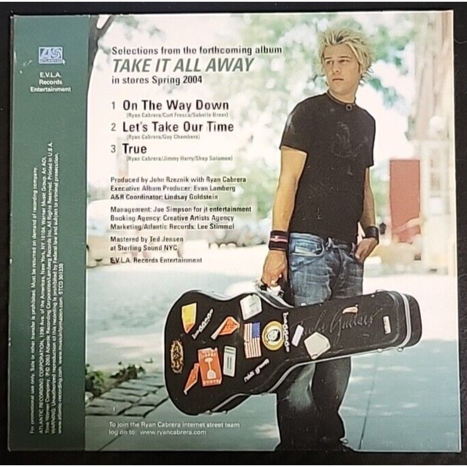 Ryan Cabrera CD Take It All Away Promo