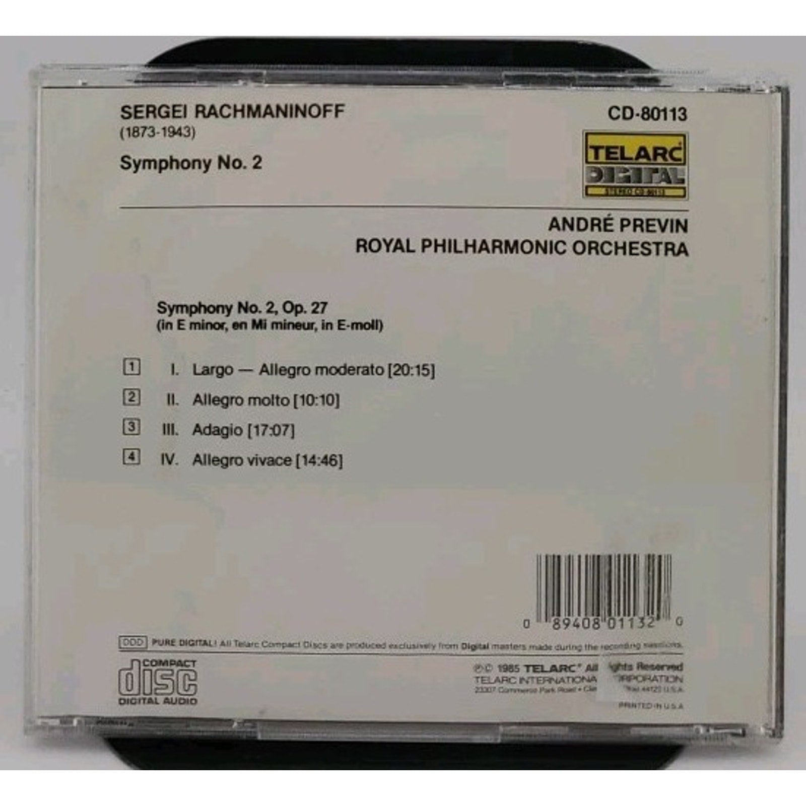 Symphony 2 by André Previn (CD, 2002)