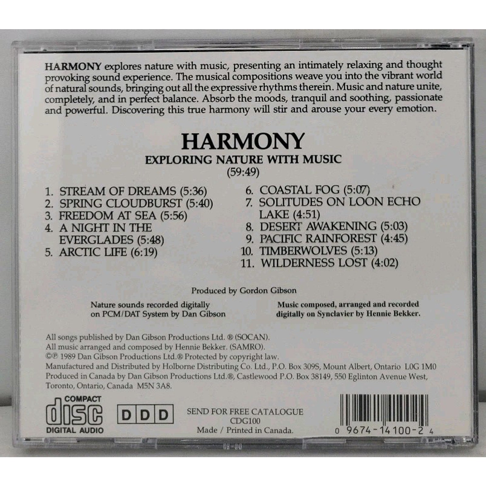 Harmony (Dan Gibson's Solitudes) - Audio CD By Hennie Bekker