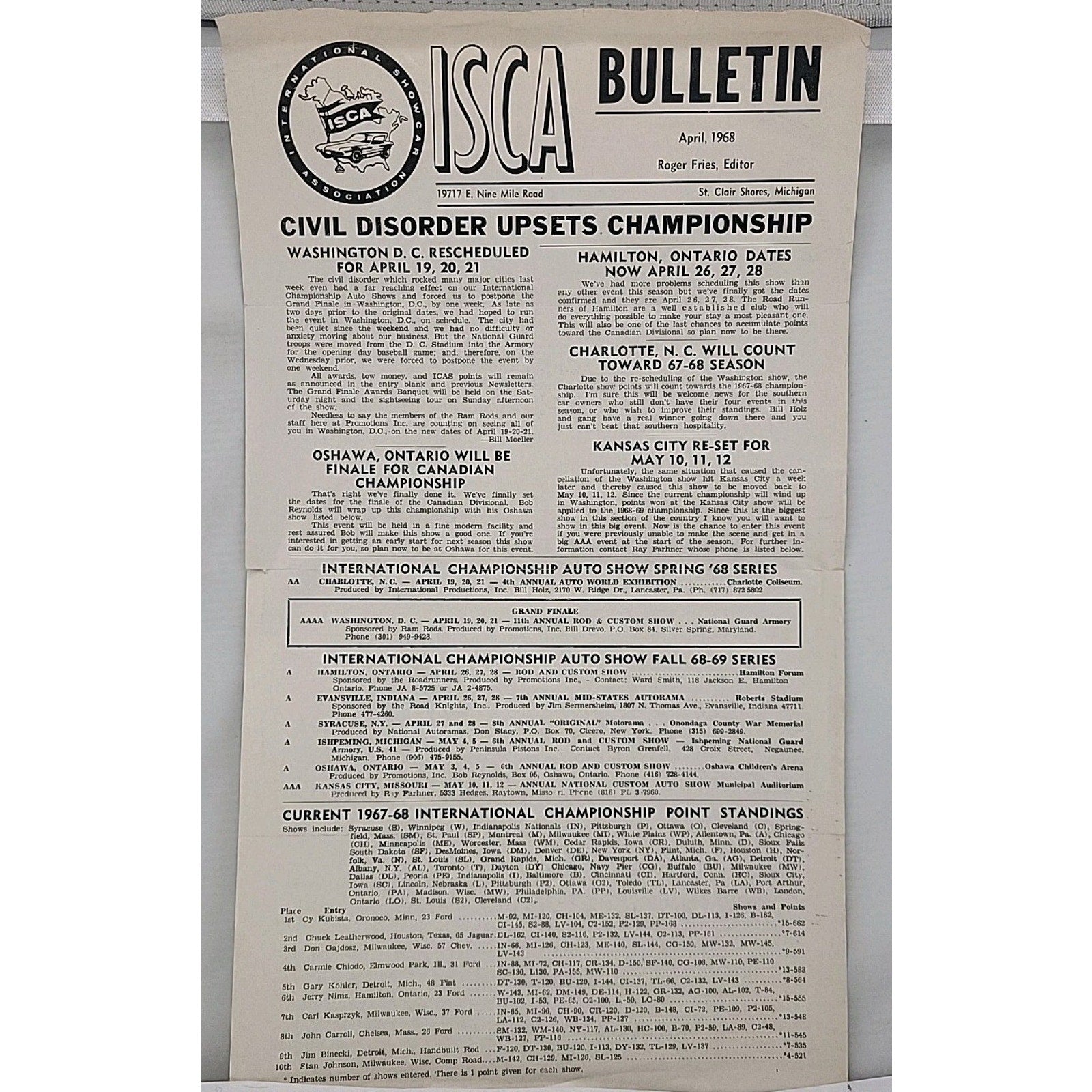 ISCA Bulletin April 1968