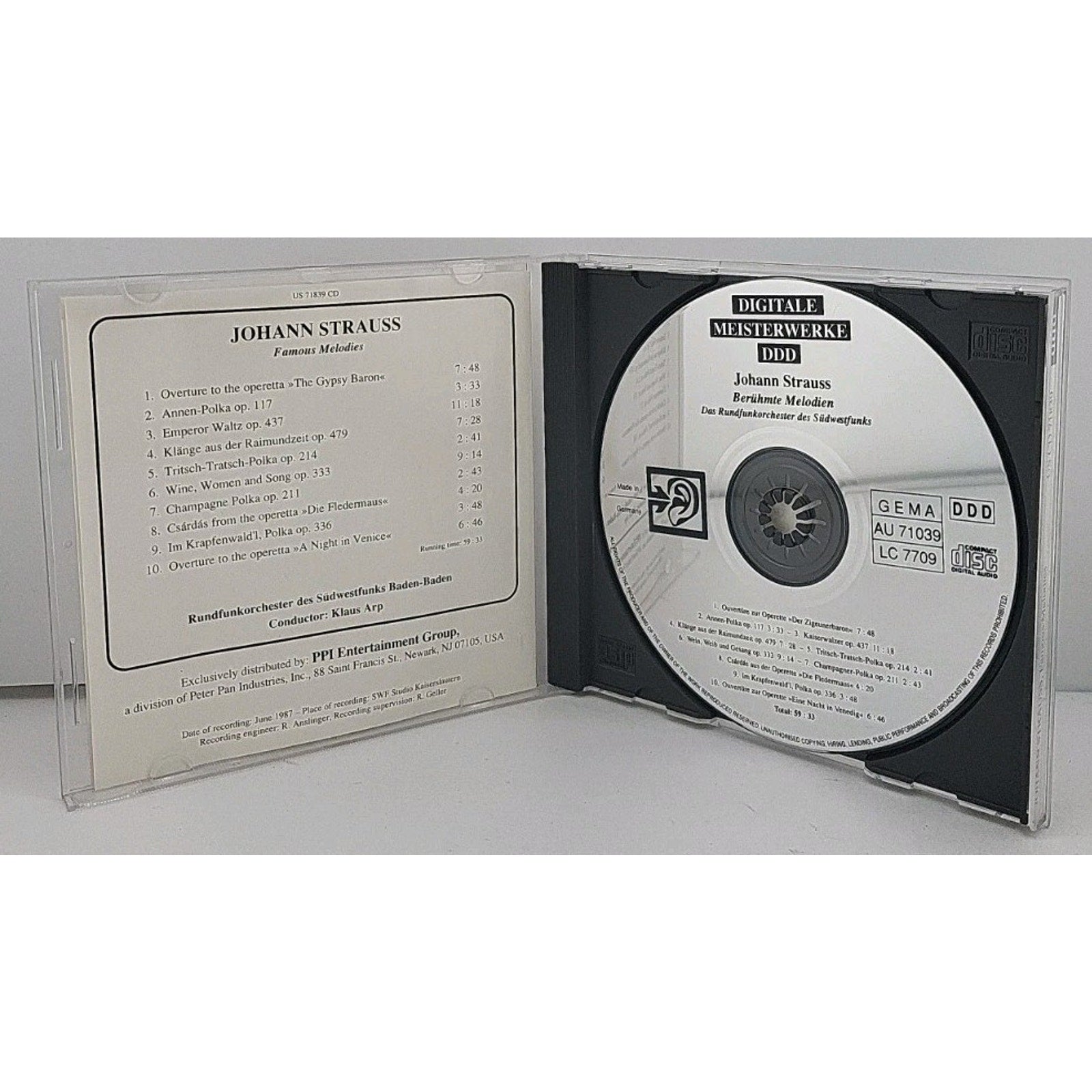 Johann Strauss: Famous Melodies / Klaus Arp, Baden-Baden (Cd 1992)'