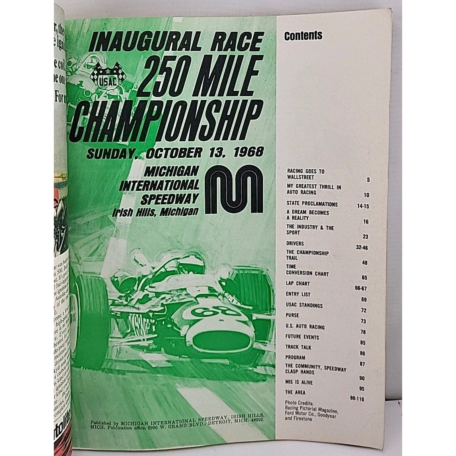 Inaugural Race 250 Mile Championship Magazine - Michigan International Speedway