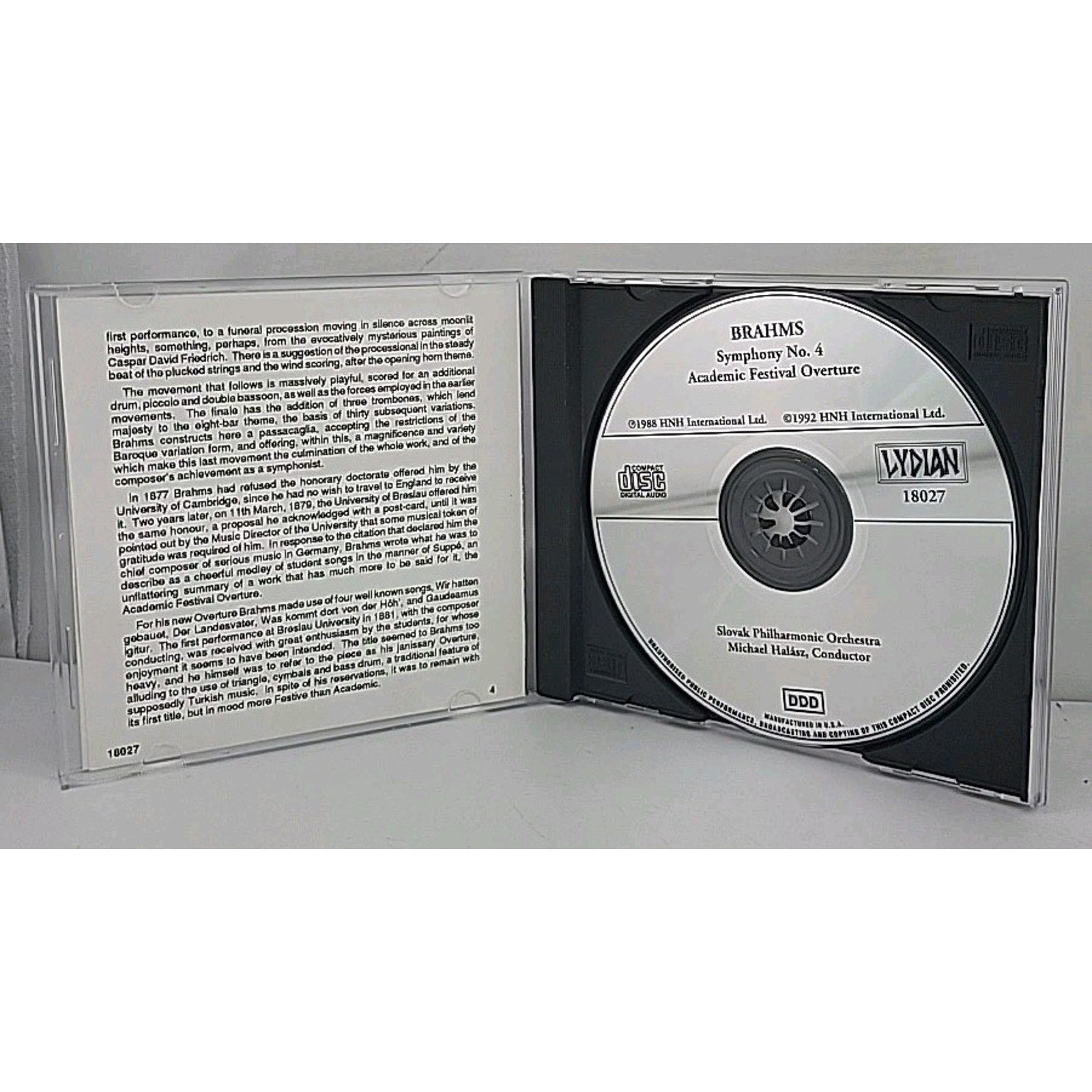 Brahms Symphony No.4 Academic Festival Overture CD Halasz Lydian