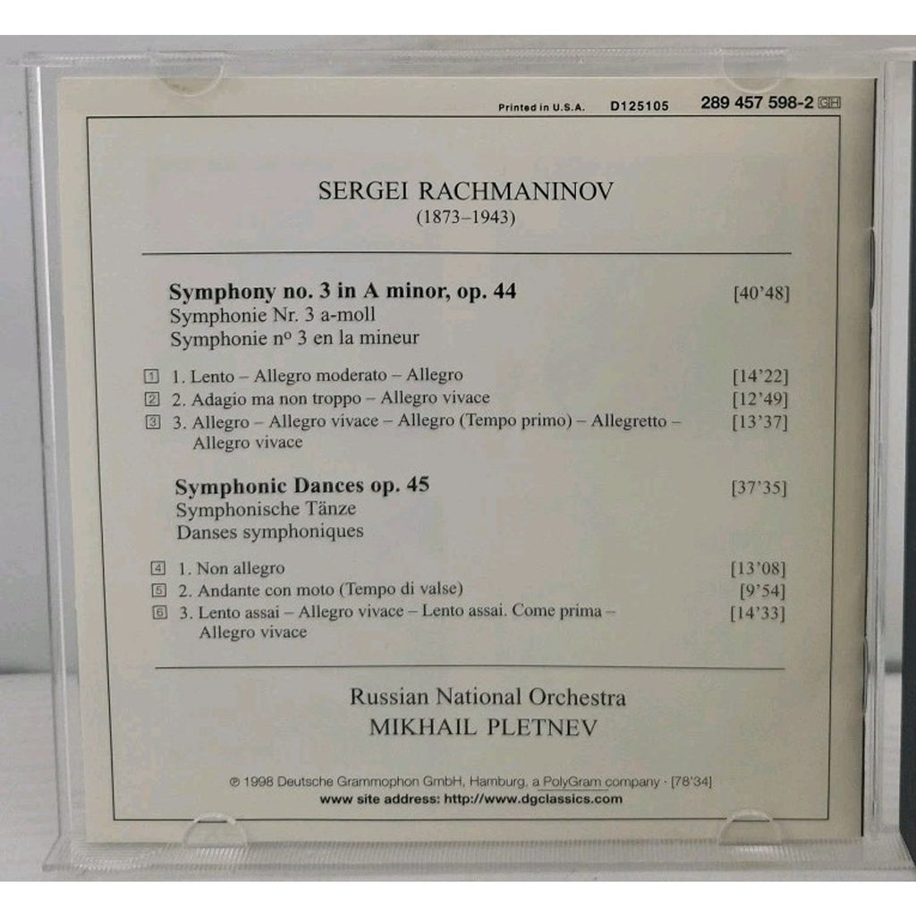 Rachmaninov∙ Pletnev, CD Russ Nat Orch – Symph No. 3 ∙ Symph Dances Deutsche