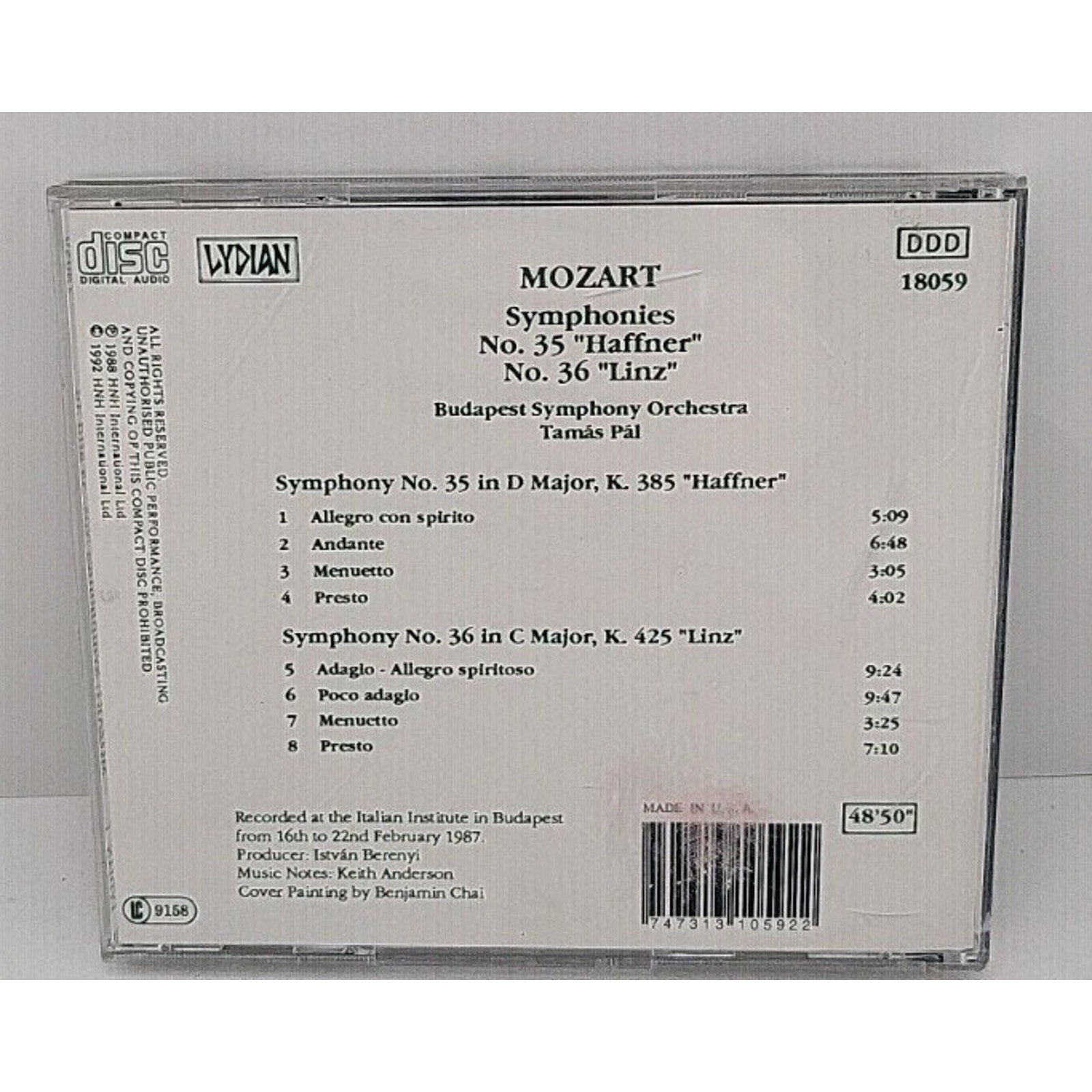 Mozart: Symphonies 35 "Haffner" & 36 "Linz"-Budapest Symphony Orchestra-CD