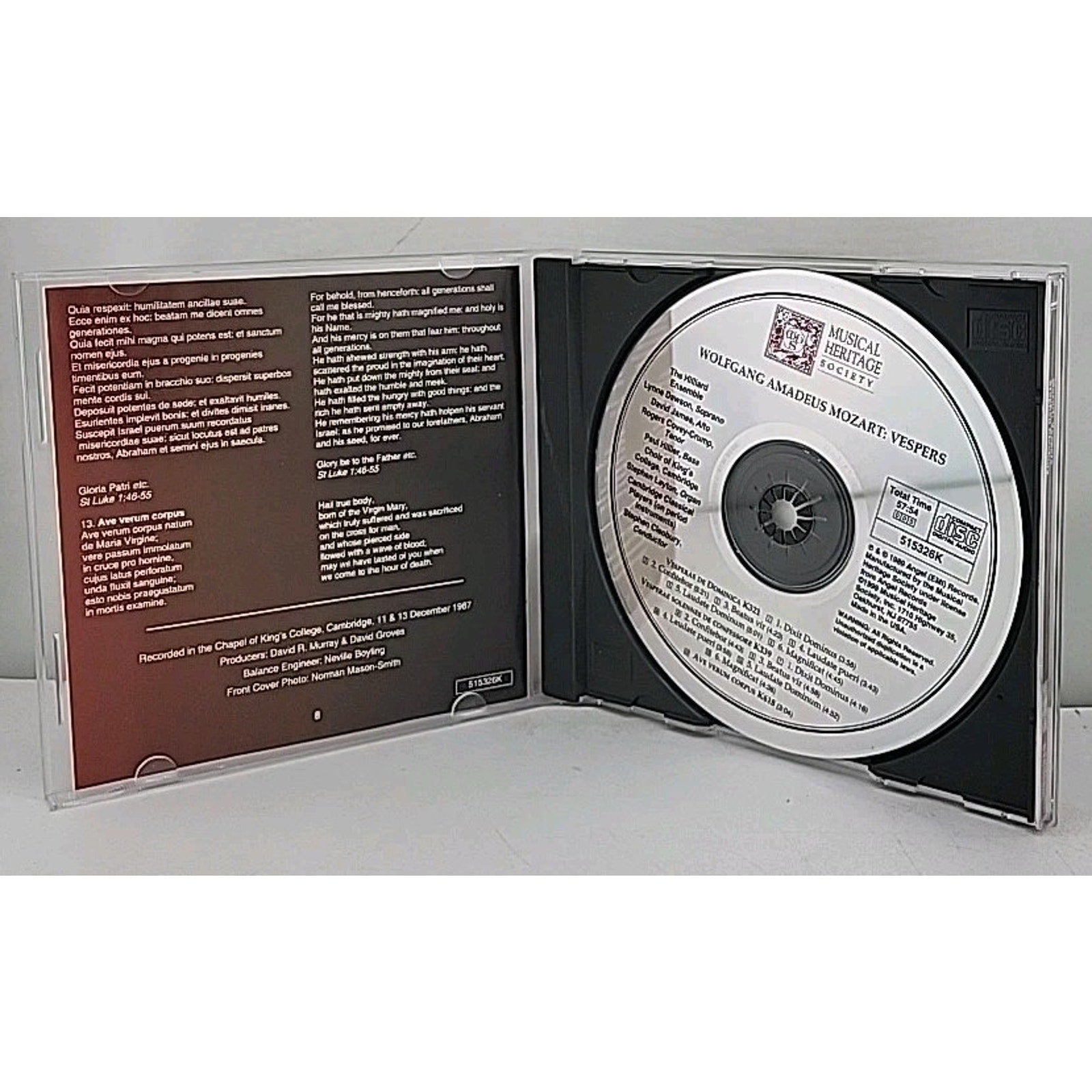 Mozart Vespers Wolfgang Mozart 1756-1791 CD Classical 2008
