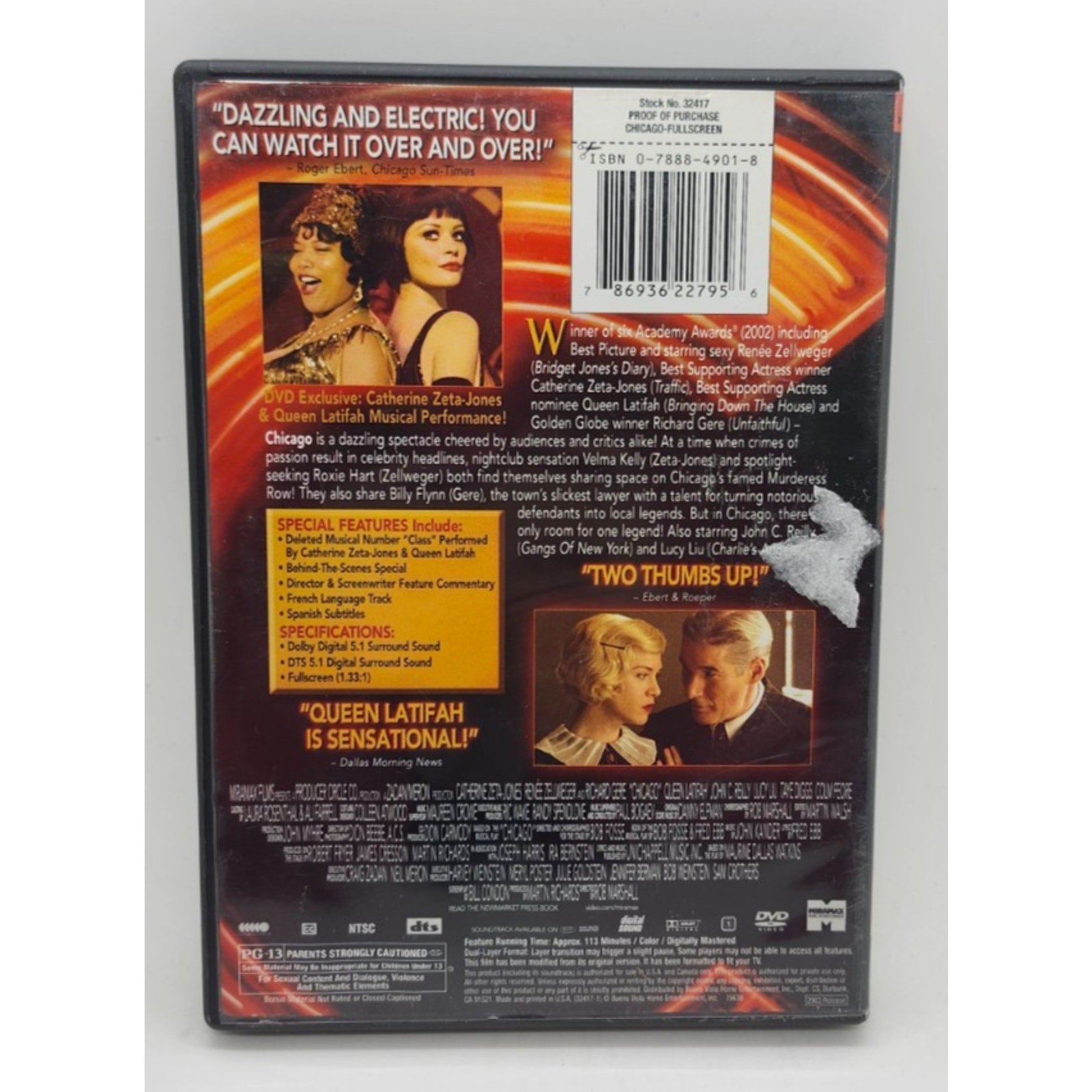 Chicago (DVD, 2003, Full Frame)