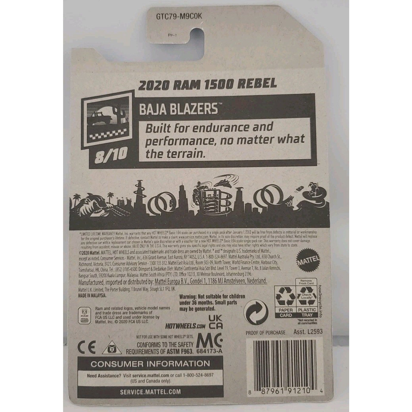 Hot Wheels 2021 M/L #101/250 20' RAM Rebel 1500 8/10 Baja Blazers Green