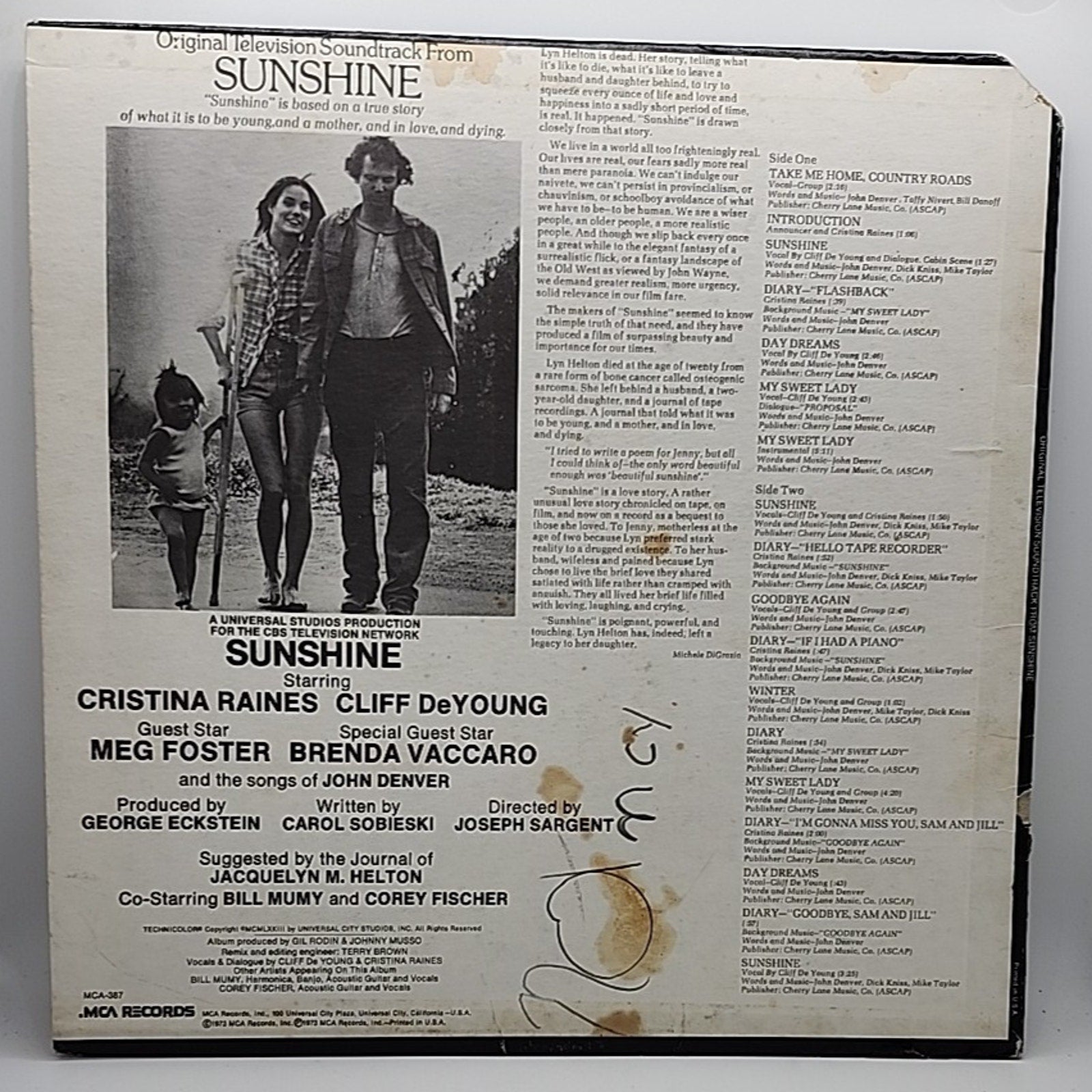 Sunshine Original Television Soundtrack - 1973 MCA Records