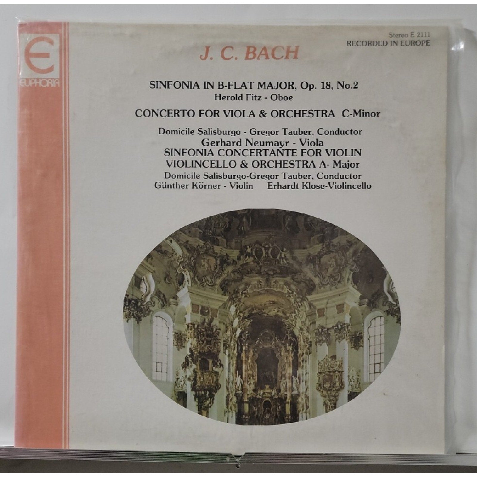 J. C. Bach Sinfonia In B-flat Major, Op. 18, No.2 (Record)