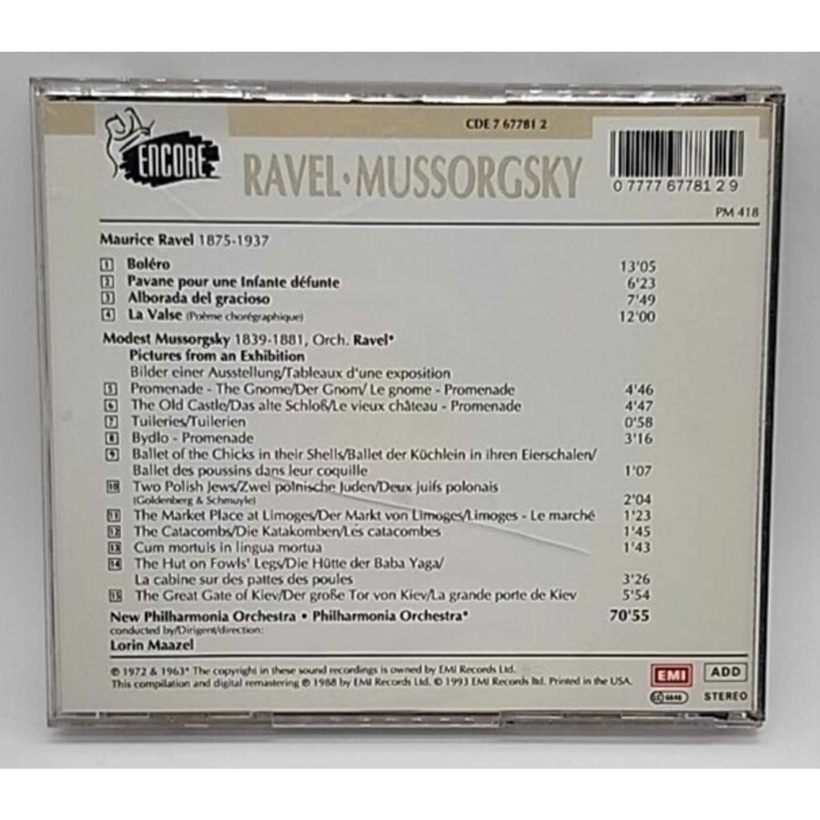 Mussorgsky: Pictures at an Exhibition; Ravel: Bolro (CD, EMI Music MUR