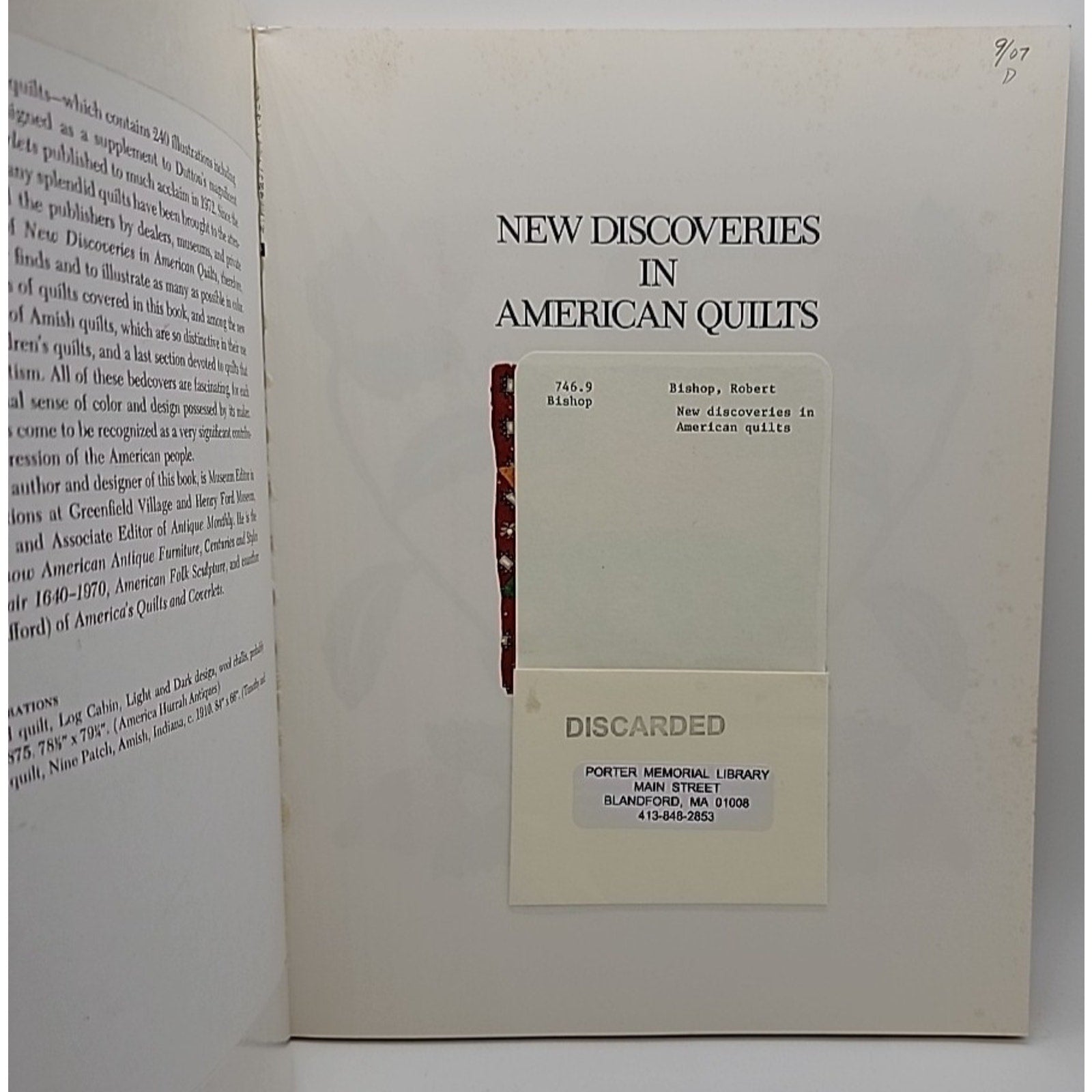 New Discoveries in American Quilts by Robert Bishop (1975, Trade Paperback)