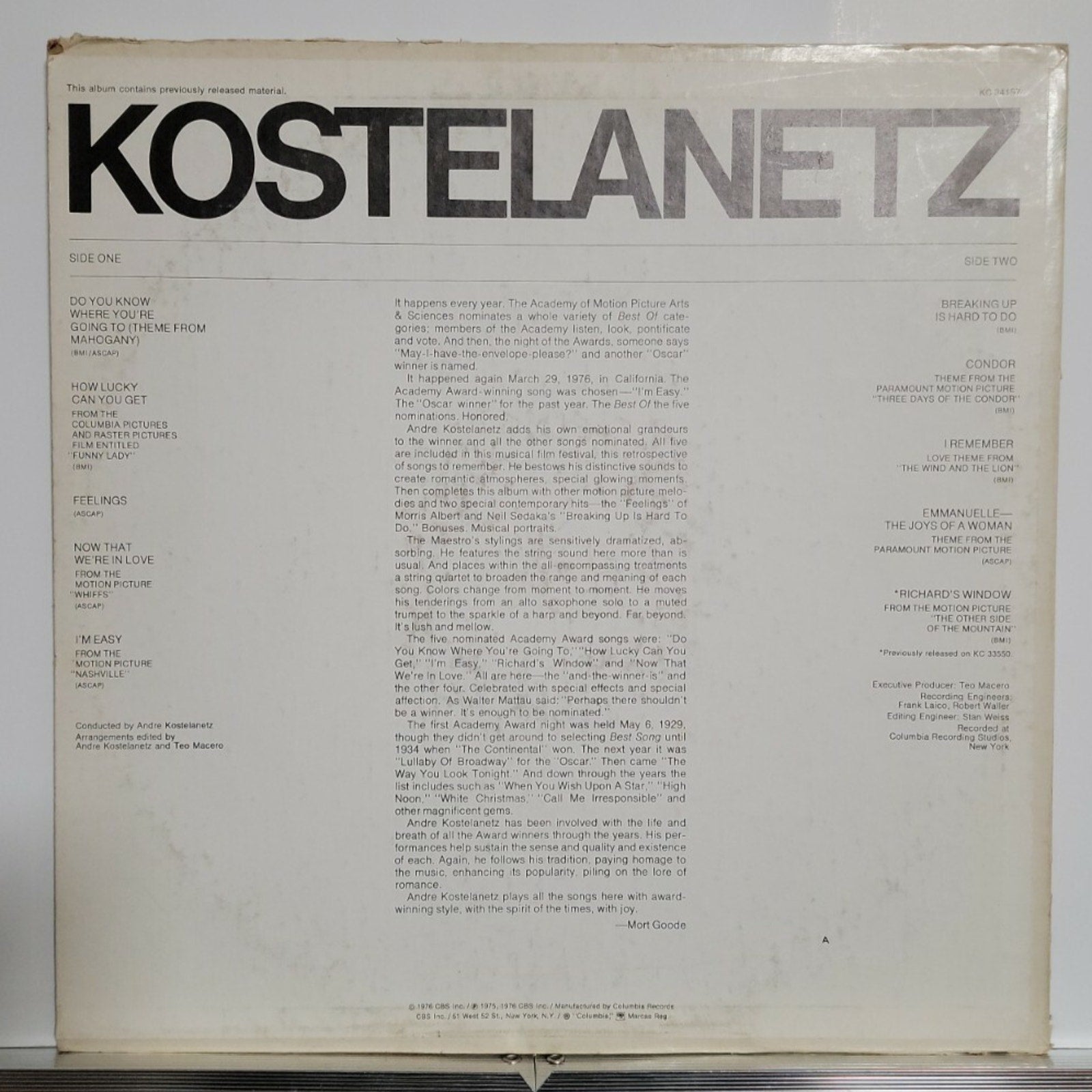 Kostelanetz – Kostelanetz Plays The Academy Award Winner I'm Easy (Vinyl)