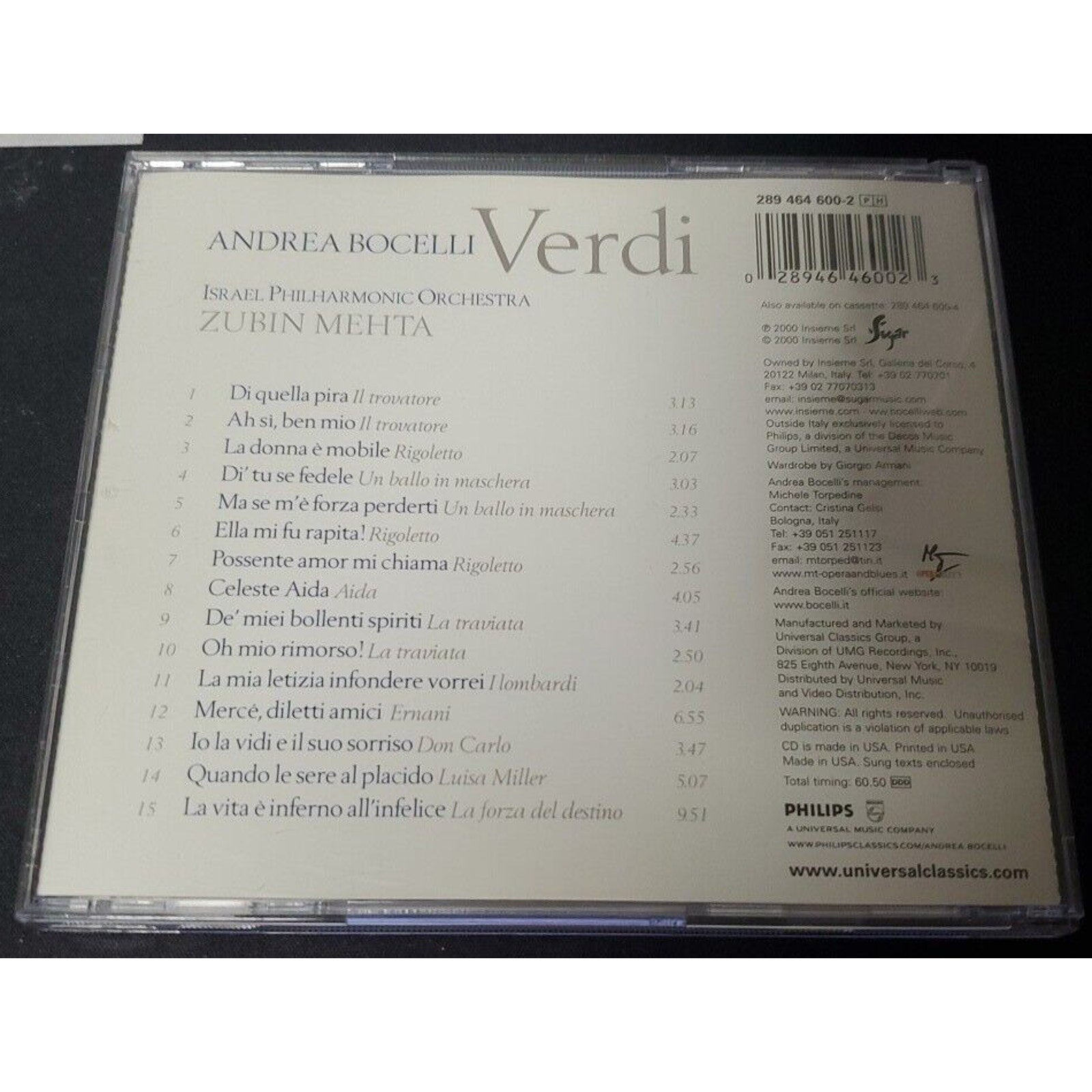 Andrea Bocelli: Verdi (CD, 2000, Philips)